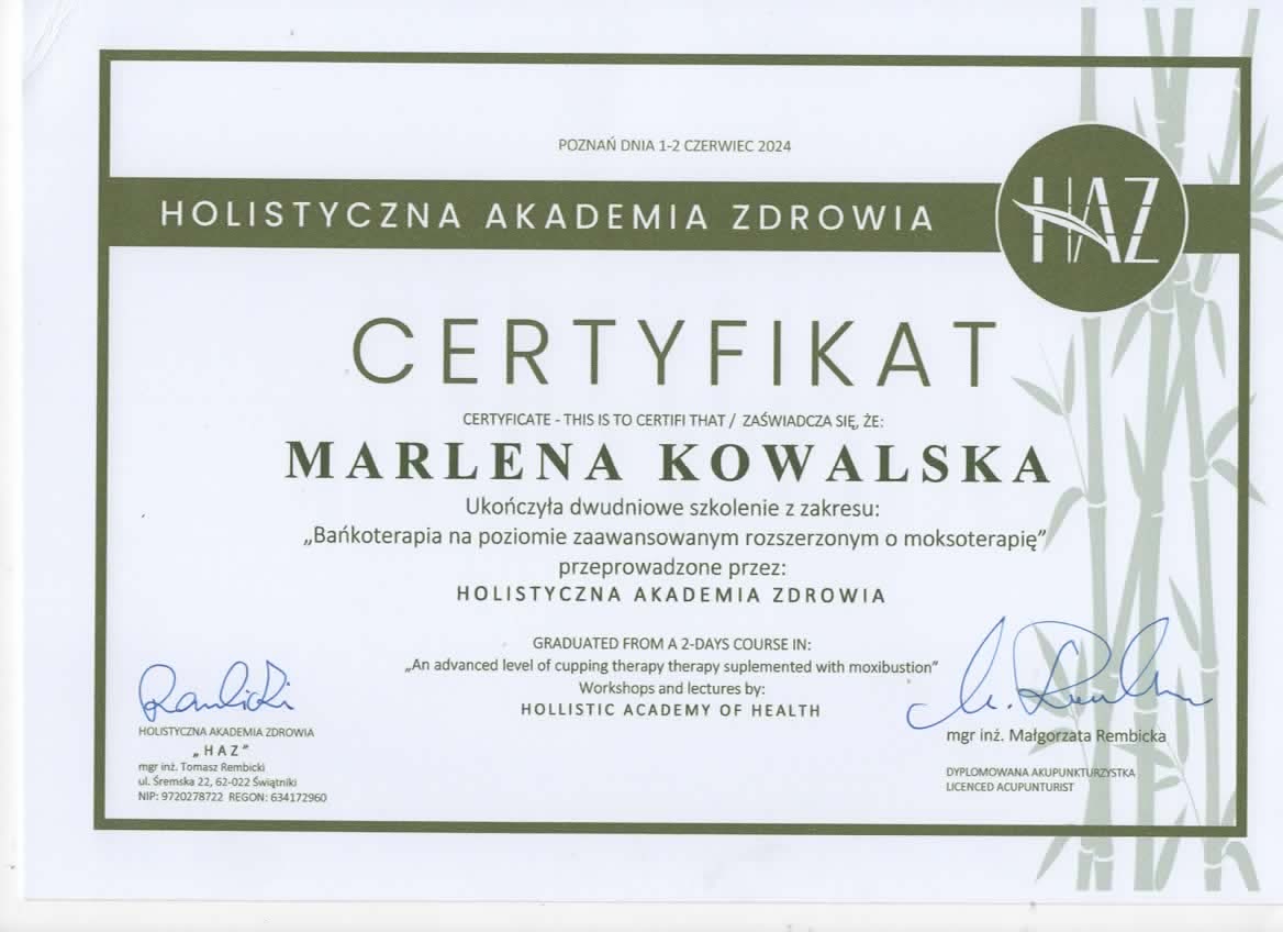 Holistyczna Akademia Zdrowia — Bańkoterapia z moksoterapią